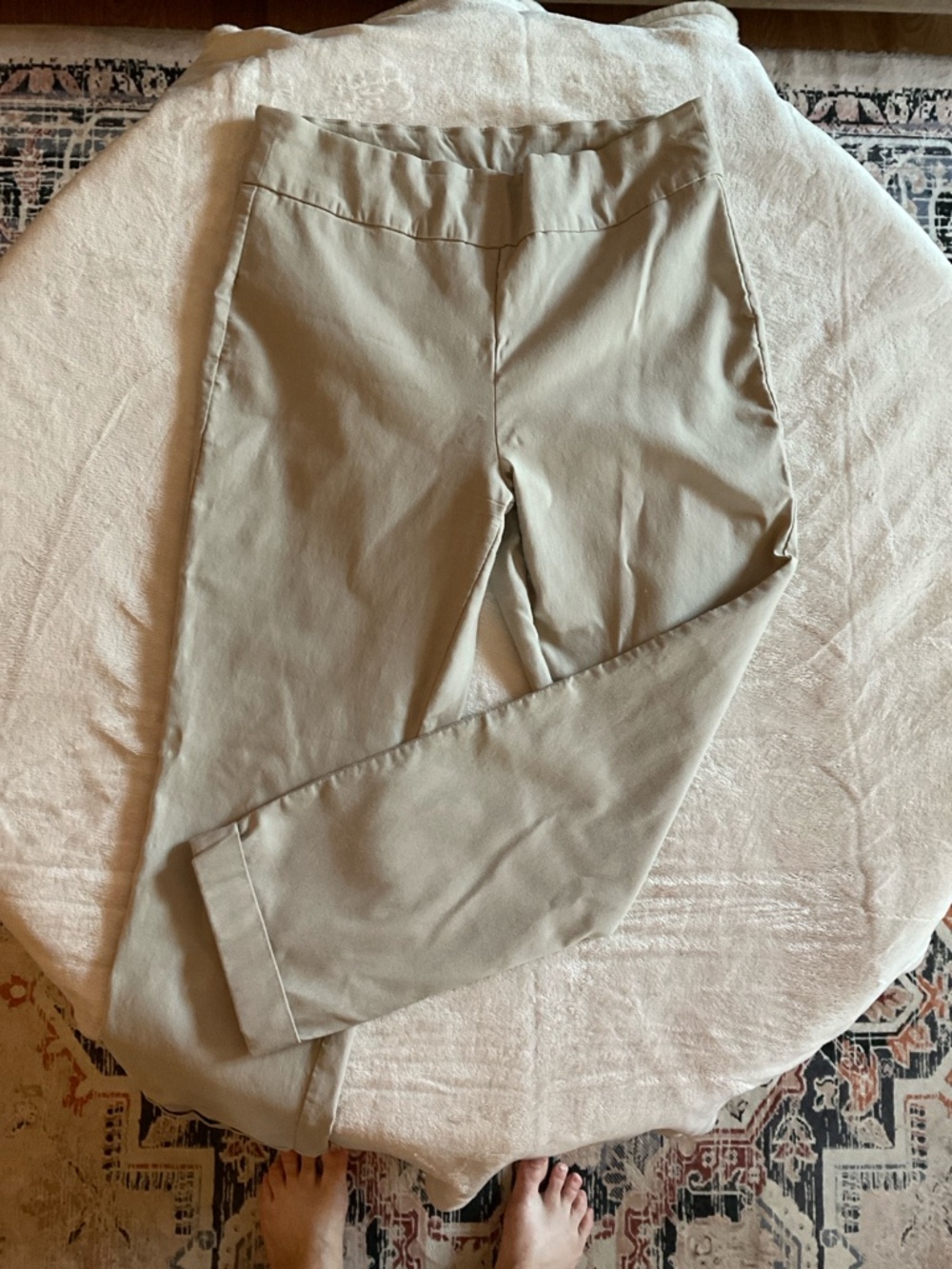 Tribal Pull-On Slim Ankle Pants Size 12 Beige Stretch